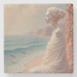 Etheïstische vrouw op Dreamy Beach Stenen Onderzetter