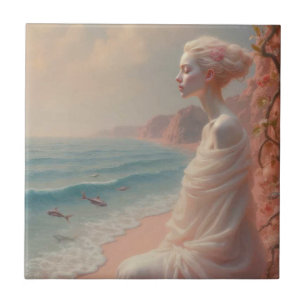Etheïstische vrouw op Dreamy Beach Tegeltje