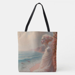 Etheïstische vrouw op Dreamy Beach Tote Bag