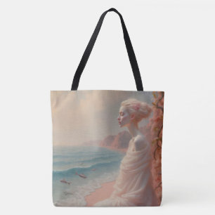 Etheïstische vrouw op Dreamy Beach Tote Bag