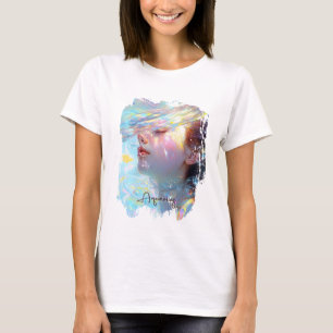 Etheïstische Waterman Vrouw in Dromerige Waterverf T-shirt