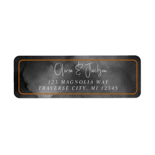 Etheïstische Waterverf Moody Black Halloween bruil Etiket (Voorkant)