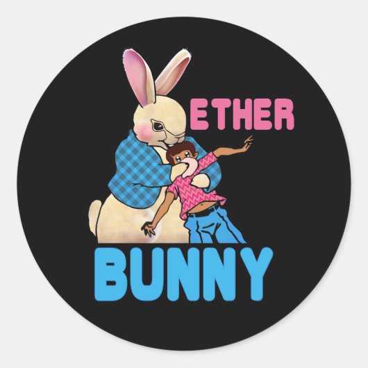 Ether Bunny Criminele Kidnap Boy Horror Dag Ronde Sticker (Voorkant)