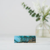 Etheraal Gold Black - Blauwgroen - Abstract aangep Mini Visitekaartje (Staand voorkant)