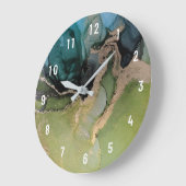 Etheral Abstract Blauwgroen zwart groen goud Grote Klok (Hoek)