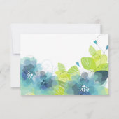 Etheral blauwgroen, blauw bloemen bloemflorale bru RSVP kaartje (Achterkant)