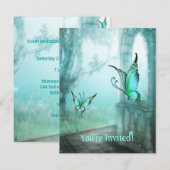 Etheral Blauwgroen Butterfly Garden Event Kaart (Voorkant / Achterkant)