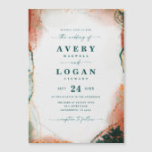Etheral Blauwgroen & Copper Magnetic Wedding Invit (Voorkant)