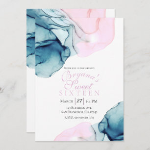 Etheral Blauwgroen Roze Elegant Inky Modern Sweet  Kaart