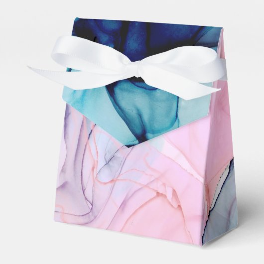 Etheral Blauwgroen Roze Elegant Inky Modern Weddin Bedankdoosjes (Voorkant Zijde)