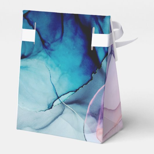 Etheral Blauwgroen Roze Elegant Inky Modern Weddin Bedankdoosjes (Achterkant)