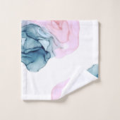 Etheral Blauwgroen & Roze Inky Fantasy Modern Glam Bad Handdoek (Wasdoekje)