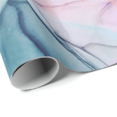 Etheral Blauwgroen & Roze Inky Glamor Birthday Par Cadeaupapier (Rol Hoek)