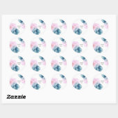 Etheral Blauwgroen & Roze Inky Glamor Elegant Wedd Ronde Sticker (Vel)
