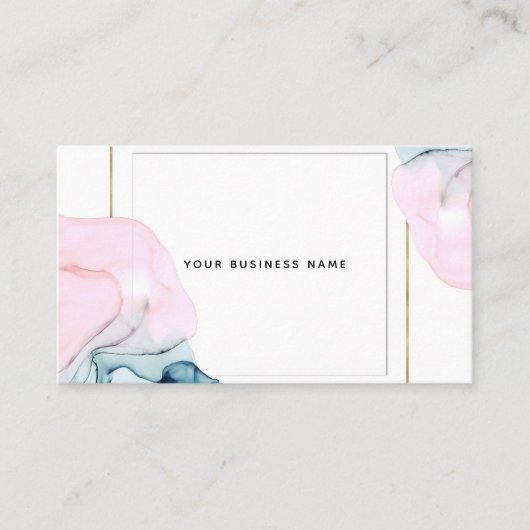 Etheral Blauwgroen & Roze Inky Glamor Modern Elega Visitekaartje (Voorkant)
