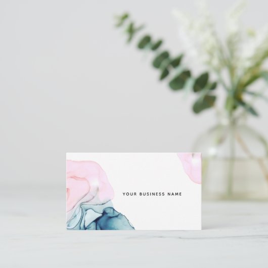 Etheral Blauwgroen & Roze Inky Glamor Modern Elega Visitekaartje (Staand voorkant)