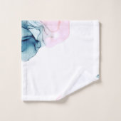 Etheral Blauwgroen & Roze Inky Modern Glamour Bad Handdoek (Wasdoekje)
