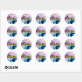 Etheral Blauwgroen Roze Paars Inky Glamour Wedding Ronde Sticker (Vel)