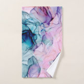 Etheral Blauwgroen Roze Paars Inky Modern Glamour Bad Handdoek (Handdoek)