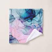 Etheral Blauwgroen Roze Paars Inky Modern Glamour Bad Handdoek (Wasdoekje)