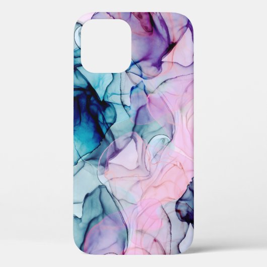 Etheral Blauwgroen Roze Paars Inky Modern Glamour Case-Mate iPhone Case (Achterkant)