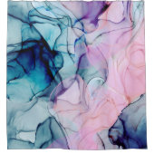 Etheral Blauwgroen Roze Paars Inky Modern Glamour Douchegordijn (Voorkant)