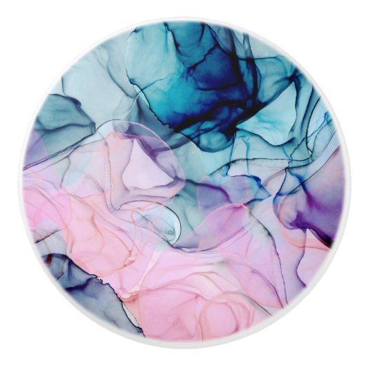 Etheral Blauwgroen Roze Paars Inky Modern Glamour Keramische Knop (Voorkant)