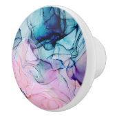 Etheral Blauwgroen Roze Paars Inky Modern Glamour Keramische Knop (Rechts)