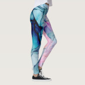 Etheral Blauwgroen Roze Paars Inky Modern Glamour Leggings (Rechts)