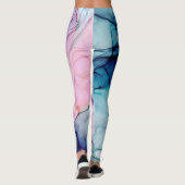 Etheral Blauwgroen Roze Paars Inky Modern Glamour Leggings (Achterkant)