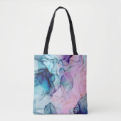 Etheral Blauwgroen Roze Paars Inky Modern Glamour Tote Bag (Voorkant)