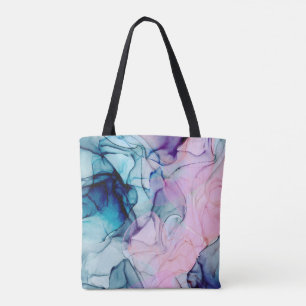 Etheral Blauwgroen Roze Paars Inky Modern Glamour Tote Bag