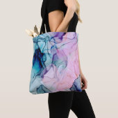Etheral Blauwgroen Roze Paars Inky Modern Glamour Tote Bag (Dichtbij)