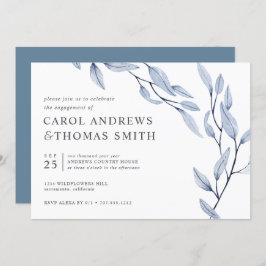 Etheral Blue | Chic Botanical Engagement Party Kaart