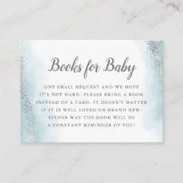 Etheral Blue Silver Baby shower Book Request Informatiekaartje