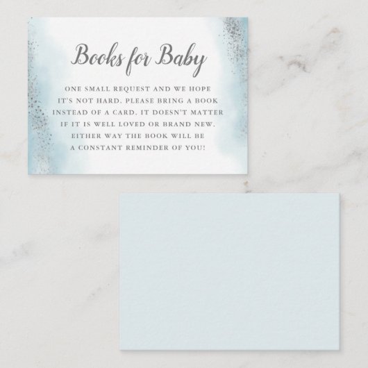 Etheral Blue Silver Baby shower Book Request Informatiekaartje (Voorkant / Achterkant)