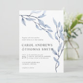 Etheral Blue | Verticale bruiloft met botanische b Kaart (Staand voorkant)