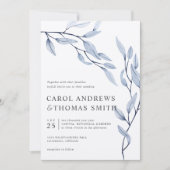 Etheral Blue | Verticale bruiloft met botanische b Kaart (Voorkant)