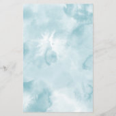 Etheral Blue Waterverf Gold Wedding Dinner Menu (Achterkant)