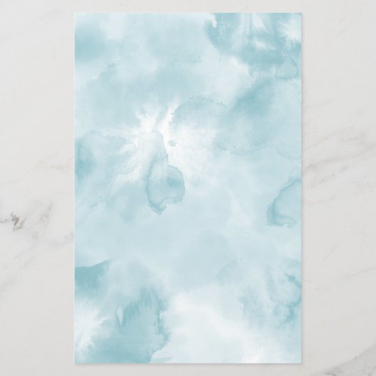 Etheral Blue Waterverf Gold Wedding Dinner Menu (Achterkant)