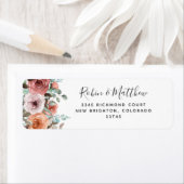 Etheral Blush, Peach Floral Return Address Etiket (Insitu)