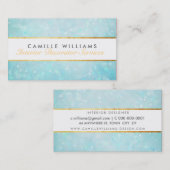 ETHERAL BOKEH patroon elegante gouden strip blauw Visitekaartje (Voorkant / Achterkant)