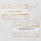 ETHERAL BOKEH patroon elegante gouden strip crème Visitekaartje (Voorkant / Achterkant)