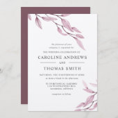 Etheral Burgundy | bruiloft met botanische bladere Kaart (Voorkant / Achterkant)