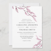 Etheral Burgundy | bruiloft met botanische bladere Kaart (Voorkant)