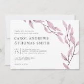 Etheral Burgundy | Chic Botanical Leaves bruiloft Kaart (Voorkant)