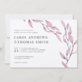 Etheral Burgundy | Chic Botanical Leaves bruiloft Kaart (Voorkant)