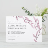 Etheral Burgundy | Chic Botanical Leaves bruiloft Kaart (Staand voorkant)