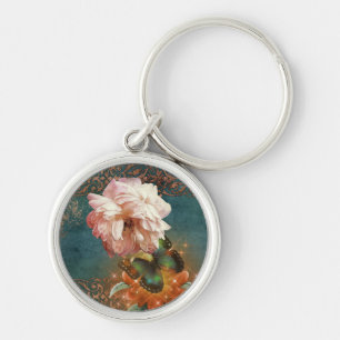 Etheral Butterly en Peony Blauwgroen en Peach Sleutelhanger
