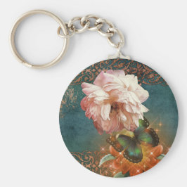 Etheral Butterly en Peony Blauwgroen en Peach Sleutelhanger
